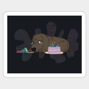 sad birthday 21st dog crying party trippy puppy Sticker